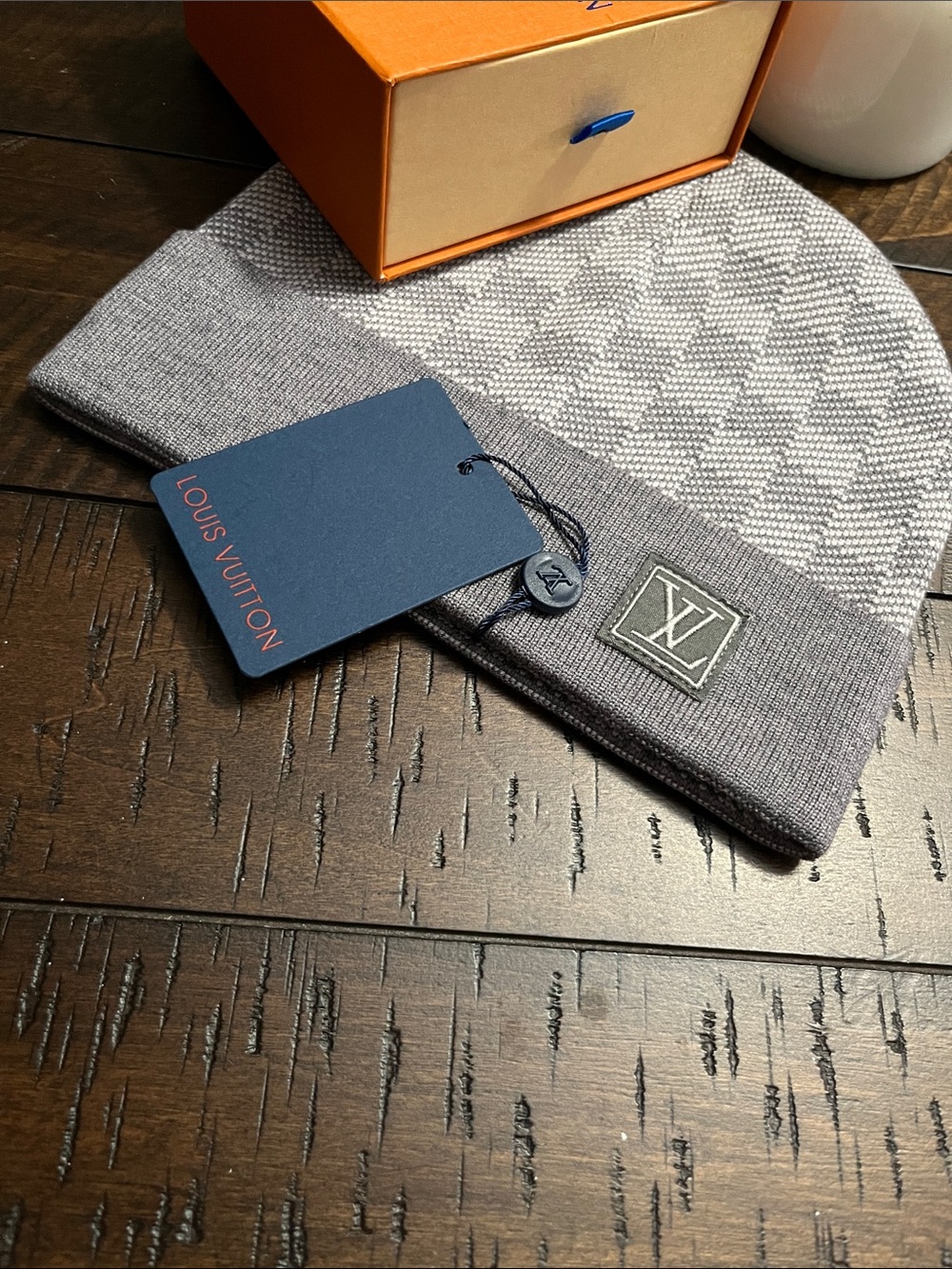 Louis Vuitton Gray Knitted LV Logo Beanie
